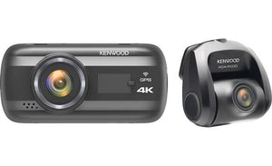 Kenwood DRV-A601WDP 4K Ultra HD dash cam with 3" display, Wi-Fi, and GPS — includes rear-view cam